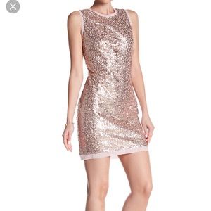 vince camuto rose gold sequin dress